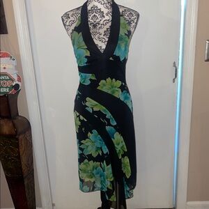 Rampage Black and Green Asymmetrical Dress